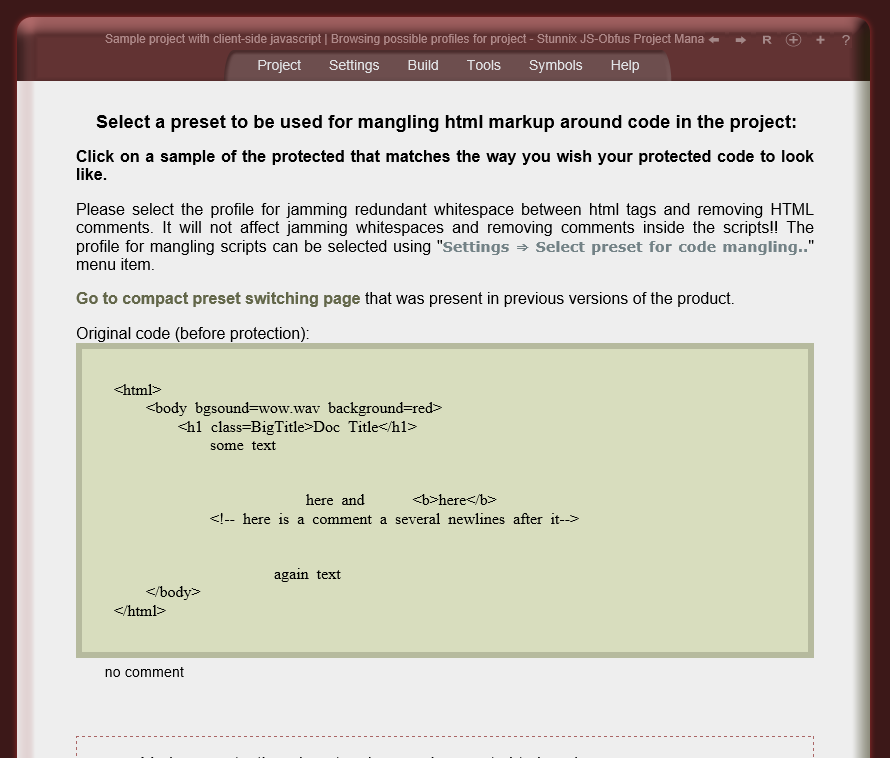 Configuring mangling of html markup around code Configuring mangling of html markup around code