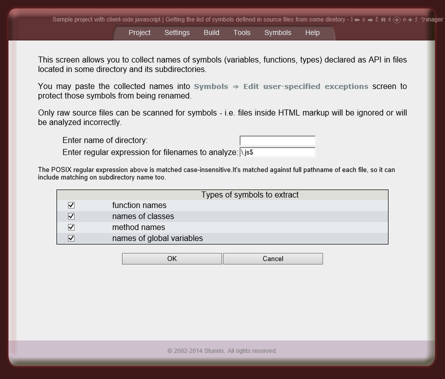 Screen letting to extract symbols from all files in certain directory Screen letting to extract symbols from all files in certain directory