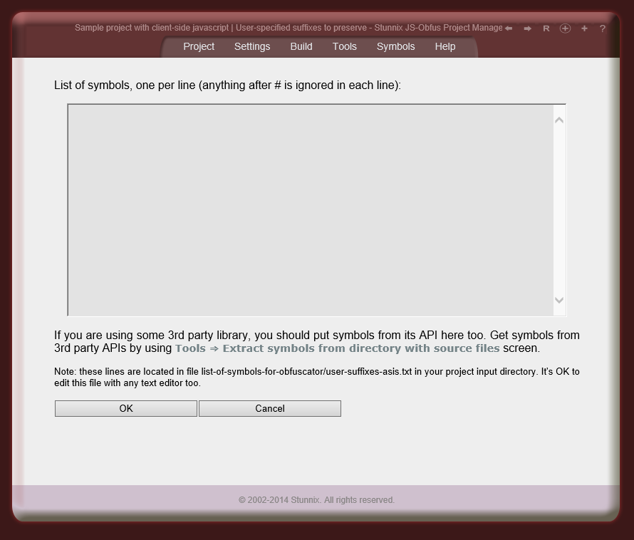 Editing list of suffixes to keep in symbols Editing list of suffixes to keep in symbols