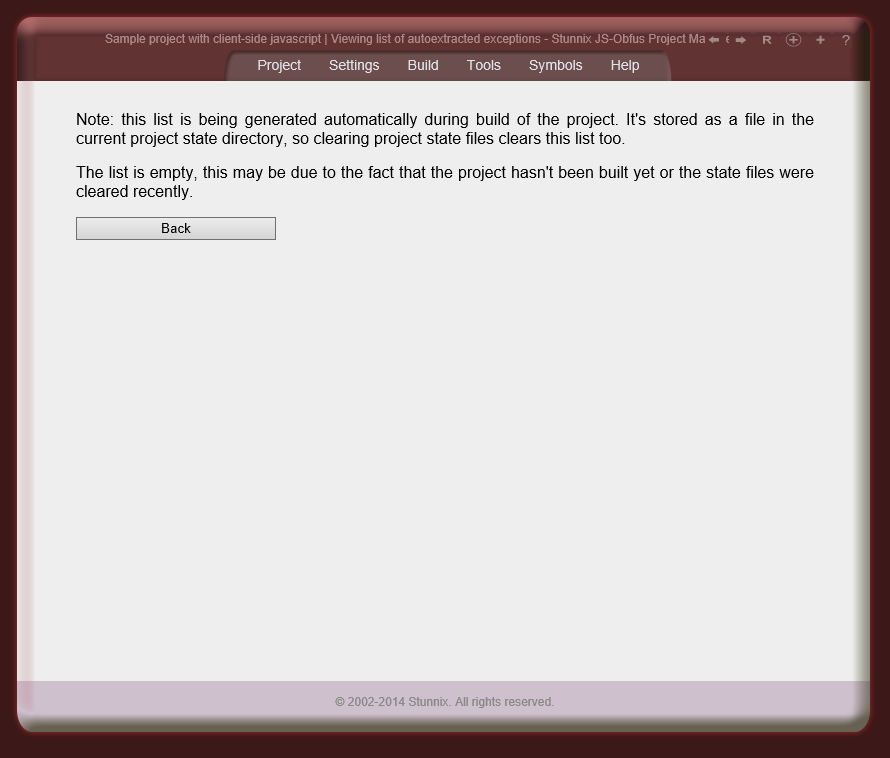 Viewing list of autoextracted exceptions Viewing list of autoextracted exceptions