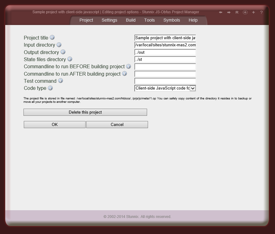Meta options - locations of directories, project title Meta options - locations of directories, project title