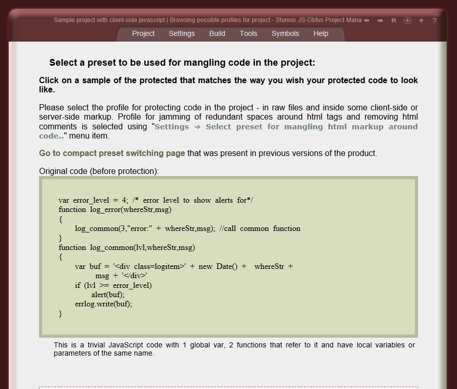 Switching code mangling options Switching code mangling options