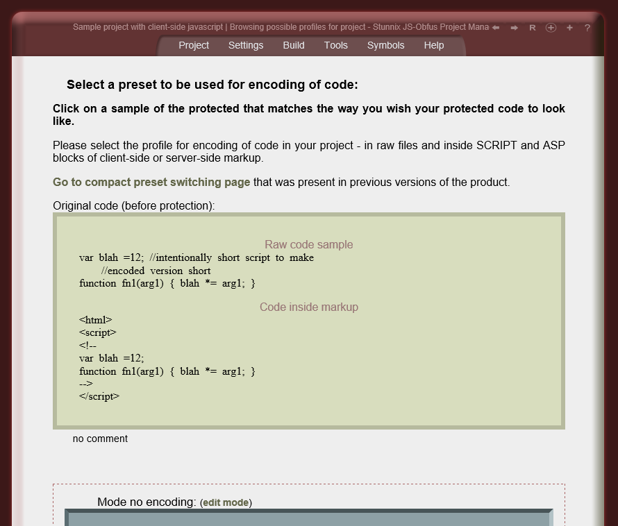 Configuring how code is encoded Configuring how code is encoded
