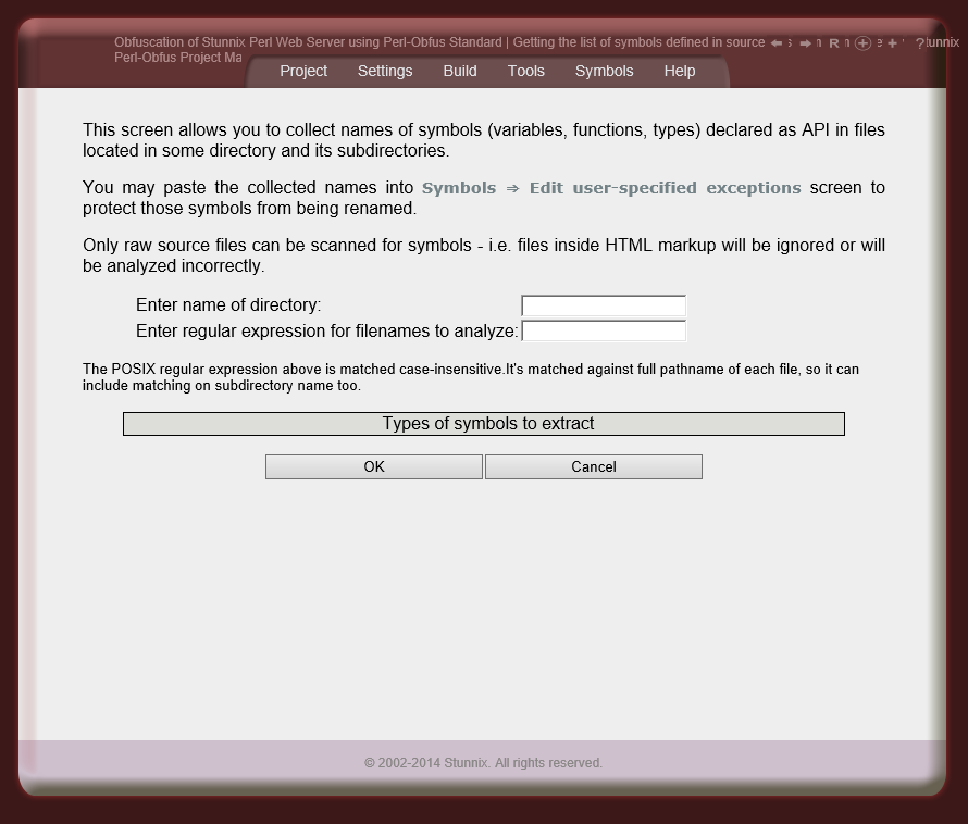 Screen letting to extract symbols from all files in certain directory Screen letting to extract symbols from all files in certain directory
