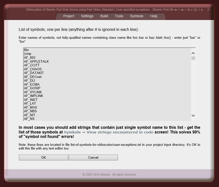 Editing user-specified exceptions Editing user-specified exceptions