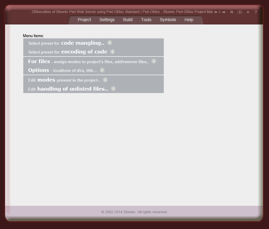 Settings menu Settings menu
