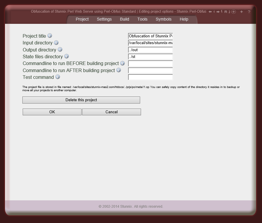 Meta options - locations of directories, project title Meta options - locations of directories, project title