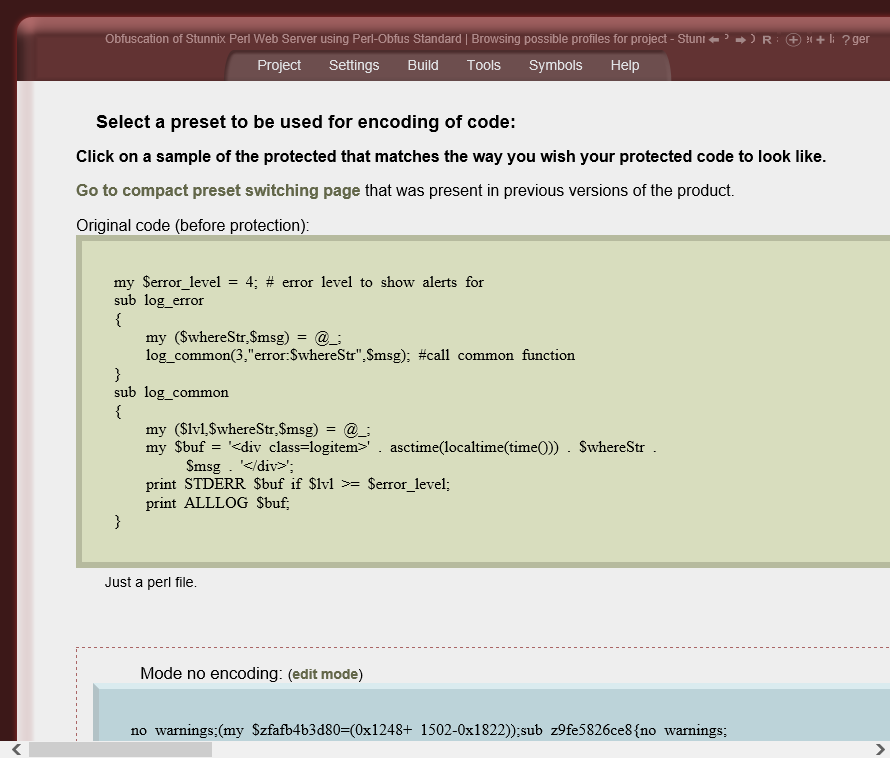 Configuring how code is encoded Configuring how code is encoded